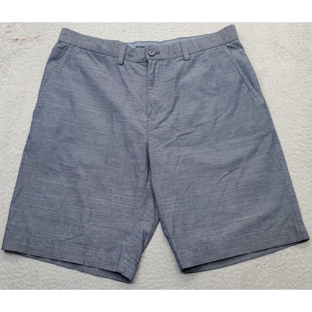 Tommy Hilfiger Chino Shorts Mens 34 Blue Micro Striped Flat Front Casual Outdoor